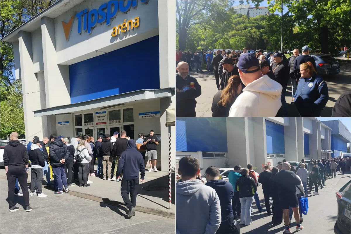 FOTO: O titule sa rozhodne v Nitre. Výhra Corgoňov vzbudila ošiaľ, pred štadiónom sa tvorili dlhé rady na lístky 