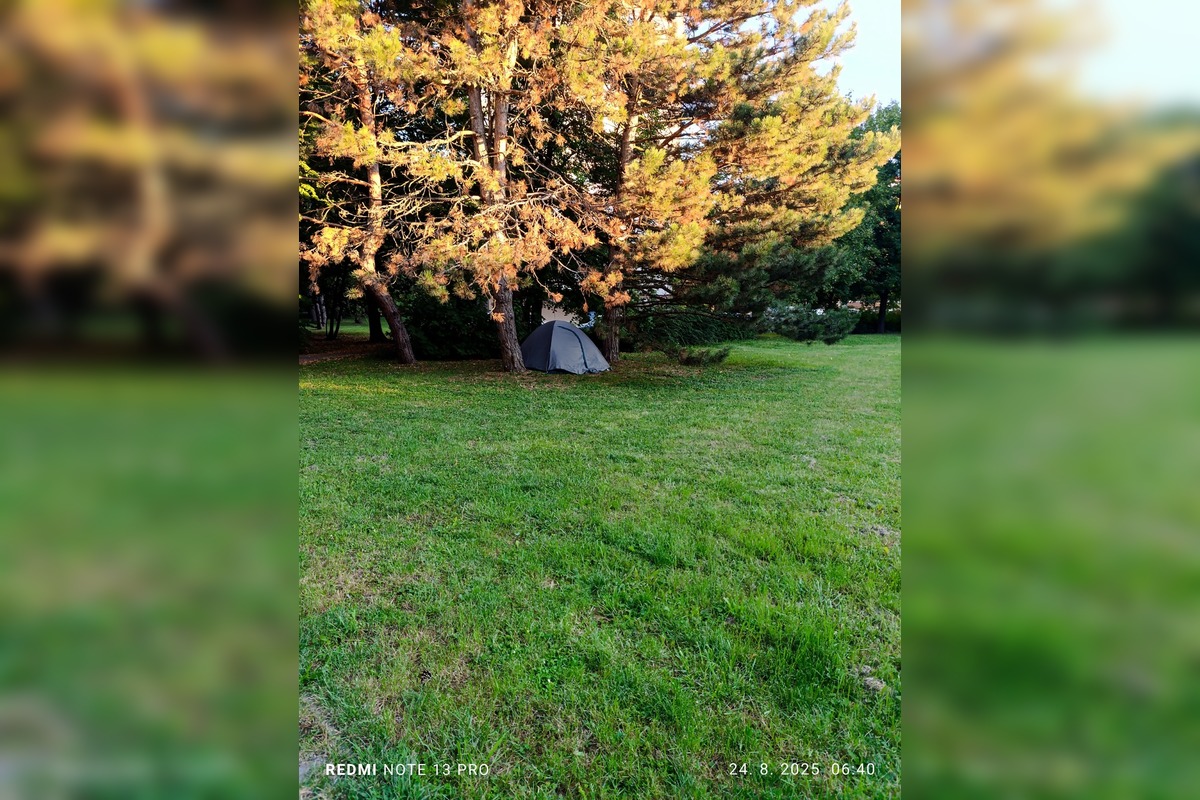 FOTO: Medzi panelákmi na Chrenovej si niekto postavil stan, vystrašil tým miestne zajace, foto 1