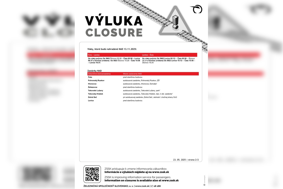 FOTO: Výluka Levice - Želiezovce/Čata - informácie o spojoch, foto 2